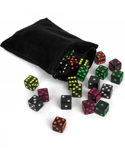 Neon Blackout Dice - 50 Dice Set - 5 Colors - Included Drawstring Storage Bag - 16mm Six-Sided Square Dice For Replacement Ga...