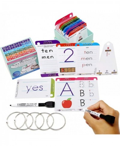 Premium 186 Laminated Alphabet Sight Words & Phonics Flash Cards for Pre K & Kindergarten. (Bonus: 2 Dry Erase Markers 5 Ring...