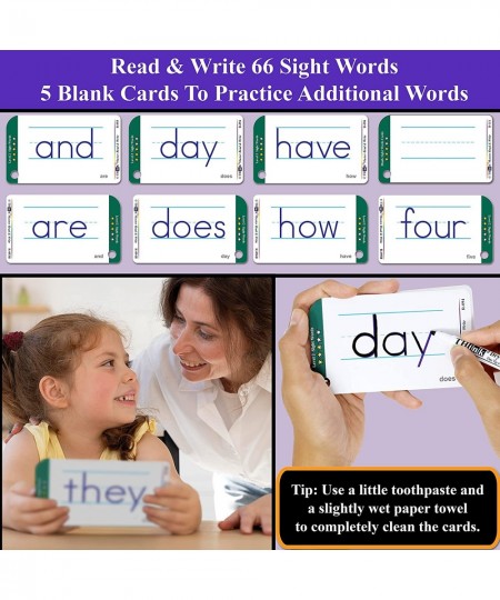 Premium 186 Laminated Alphabet Sight Words & Phonics Flash Cards for Pre K & Kindergarten. (Bonus: 2 Dry Erase Markers 5 Ring...