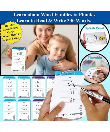 Premium 186 Laminated Alphabet Sight Words & Phonics Flash Cards for Pre K & Kindergarten. (Bonus: 2 Dry Erase Markers 5 Ring...