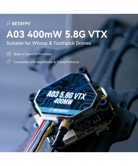 A03 5.8G VTX PIT/RCE/25/100/400mW Switchable FPV VTX Video Transmitter with Air Antenna MMCX Connector Support OpenTX for FPV...