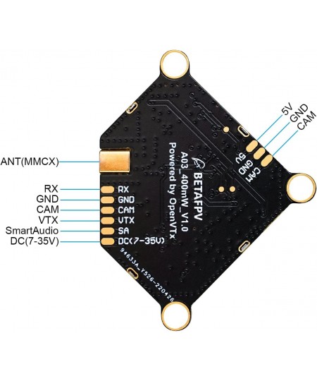 A03 5.8G VTX PIT/RCE/25/100/400mW Switchable FPV VTX Video Transmitter with Air Antenna MMCX Connector Support OpenTX for FPV...