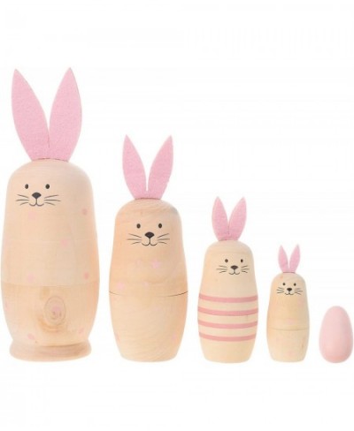 Russian Nesting Dolls Rabbit Matryoshka Dolls Toys Cartoon Cute Rabbit Animal Handmade Stacking Toys Easter Gifts Kids Educat...