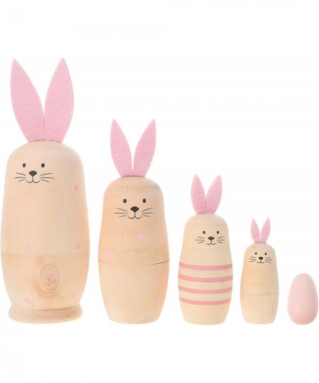 Russian Nesting Dolls Rabbit Matryoshka Dolls Toys Cartoon Cute Rabbit Animal Handmade Stacking Toys Easter Gifts Kids Educat...