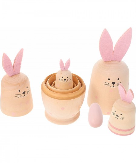 Russian Nesting Dolls Rabbit Matryoshka Dolls Toys Cartoon Cute Rabbit Animal Handmade Stacking Toys Easter Gifts Kids Educat...