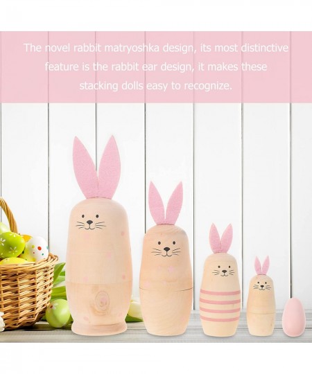 Russian Nesting Dolls Rabbit Matryoshka Dolls Toys Cartoon Cute Rabbit Animal Handmade Stacking Toys Easter Gifts Kids Educat...