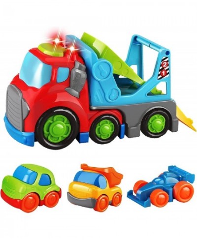 Cars Toy for 2 3 4 Years Old Toddlers Big Transport Truck with Small Dump Taxi & Race Car Carrier Truck with Sound & Light Co...