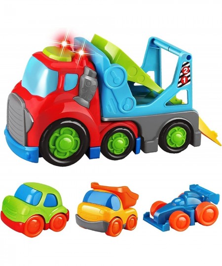 Cars Toy for 2 3 4 Years Old Toddlers Big Transport Truck with Small Dump Taxi & Race Car Carrier Truck with Sound & Light Co...