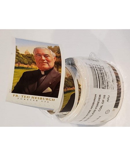 Forever Stamps Roll of 50 - Father Theodore Hesburgh Postage Stamps $89.86 - Collectibles Display & Storage