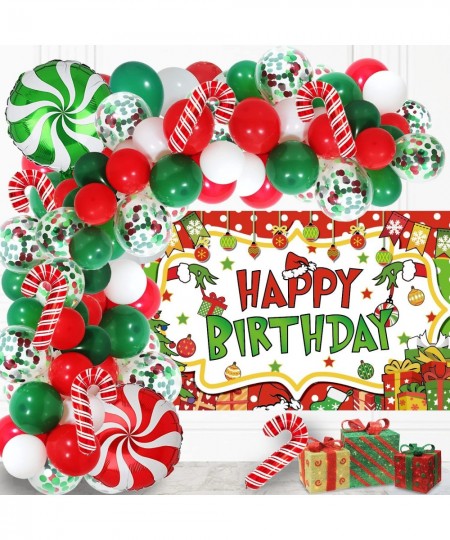 Christmas Birthday Party Decorations Happy Birthday Photography Backdrop Banner Balloon Garland Arch Kit Confetti Balloons Ca...