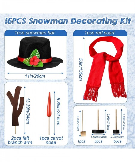 16 Pieces Christmas Snowman Kit Set Kids Cute Xmas Decorative Snowman Making Kit Fun Building Snowman Toy Accessories for Xma...