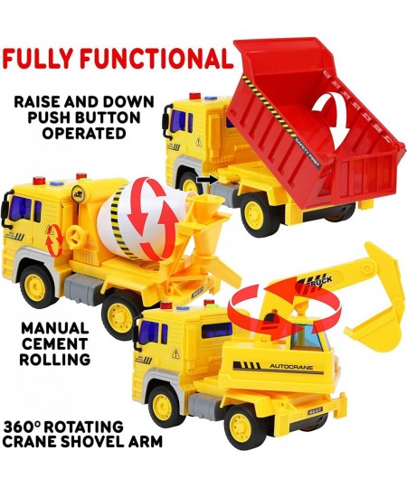 Construction Toys for 3+ Year Old Boys | Construction Trucks for Boys Friction Powered with Lights & Sounds | Includes Tracto...