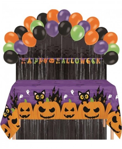 Serves 24 Complete Party Pack Cute Halloween Cats Monsters and Ghosts Includes Plates Cups Napkins Table Cover Balloons Picks...