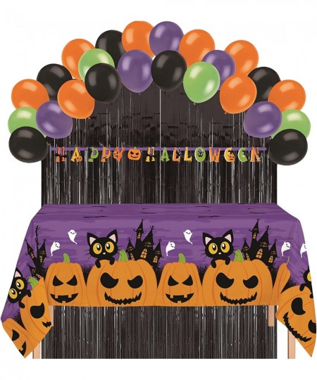 Serves 24 Complete Party Pack Cute Halloween Cats Monsters and Ghosts Includes Plates Cups Napkins Table Cover Balloons Picks...