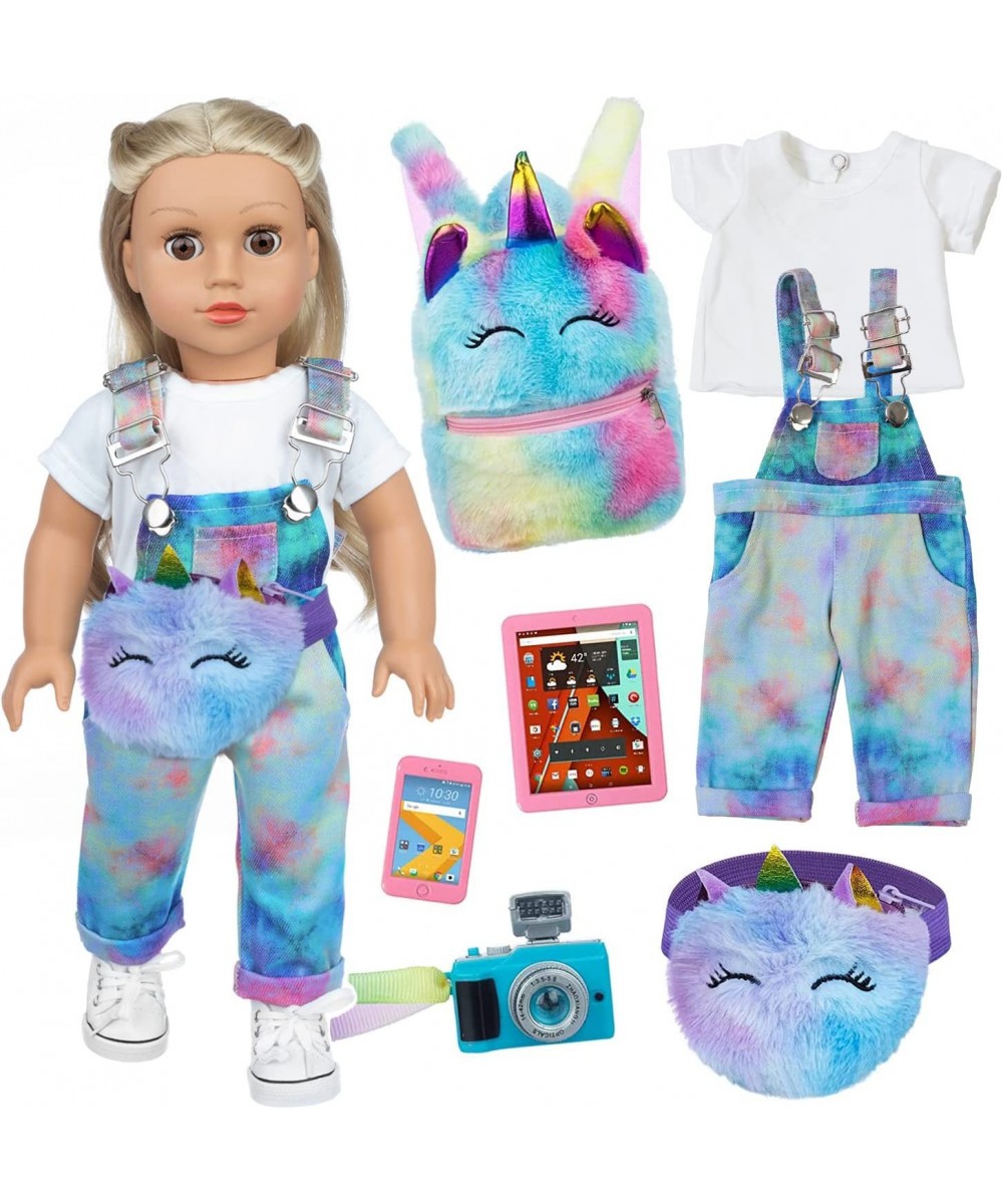 7 Pcs 18 Inch Girl Doll Clothes and Accessories - 18 Inch Doll Clothes with Fanny Pack Toy Tablet Phone Camera and Kids Unico...