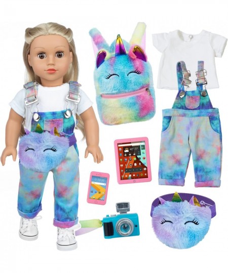 7 Pcs 18 Inch Girl Doll Clothes and Accessories - 18 Inch Doll Clothes with Fanny Pack Toy Tablet Phone Camera and Kids Unico...