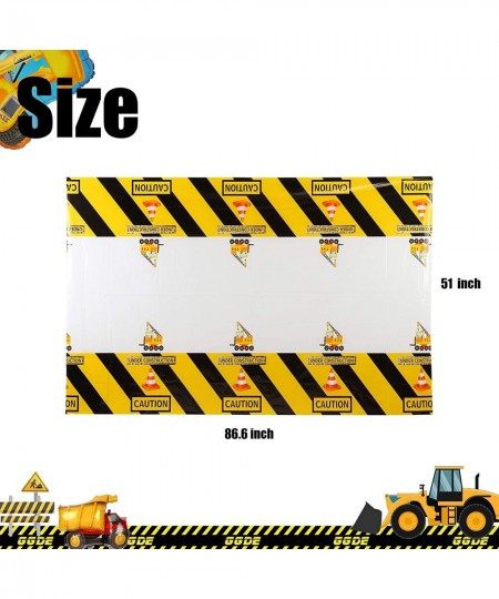 4 Pcs Construction Tablecloth Boys Birthday Dump Truck Theme Plastic Table Cover Party Decor Supplies Yellow $26.17 - Kids' P...