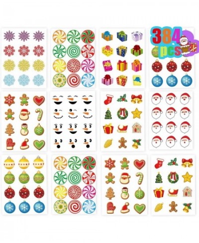 384PCS Christmas Stickers for Kids Christmas Stickers for Crafts Cards Holiday Ornament Stickers for Cards Round Christmas St...