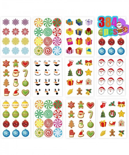 384PCS Christmas Stickers for Kids Christmas Stickers for Crafts Cards Holiday Ornament Stickers for Cards Round Christmas St...