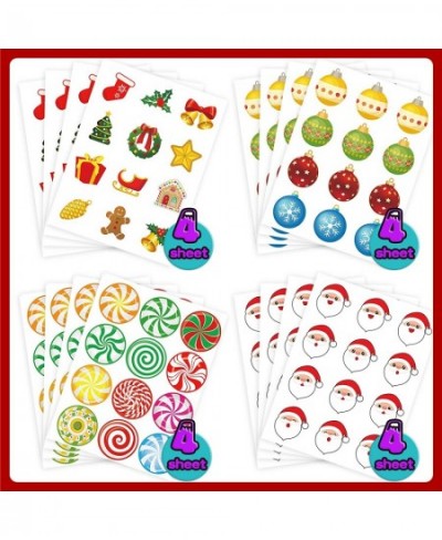 384PCS Christmas Stickers for Kids Christmas Stickers for Crafts Cards Holiday Ornament Stickers for Cards Round Christmas St...