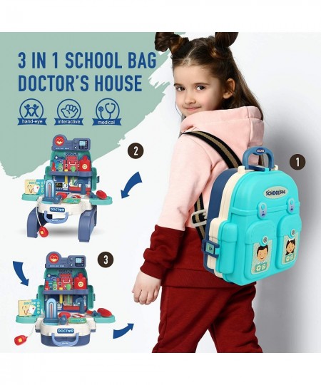 Doctor Kit for Kids Boys Girls 23Pcs Kids Doctor Kit Backpack for Toddlers Pretend Play 3 in 1 Educational Toy Medical Kit To...