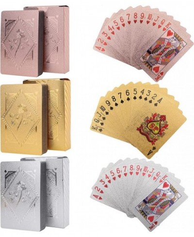 6 Decks of Playing Cards Waterproof Plastic Poker Cards Gold Foil Playing Cards for Party Game Poker Size Standard Index (2 G...