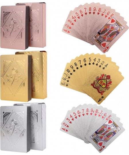 6 Decks of Playing Cards Waterproof Plastic Poker Cards Gold Foil Playing Cards for Party Game Poker Size Standard Index (2 G...