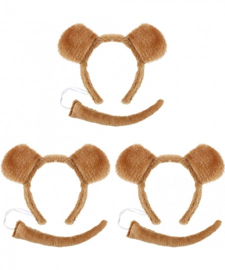 6 Pieces Bear Ears Headband Bear Bowtie and Bear Tail Costume Set for Halloween or Costume Party Decoration (Hairband with Ta...