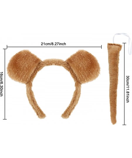 6 Pieces Bear Ears Headband Bear Bowtie and Bear Tail Costume Set for Halloween or Costume Party Decoration (Hairband with Ta...