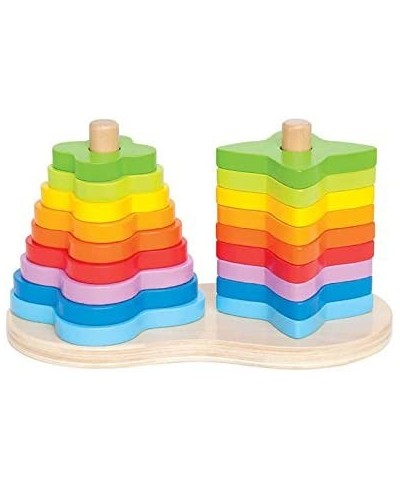 Award Winning Double Rainbow Stacker Wooden Ring Set Toddler Game L: 7.9 W: 4.1 H: 4.3 inch $41.15 - Early Development & Acti...