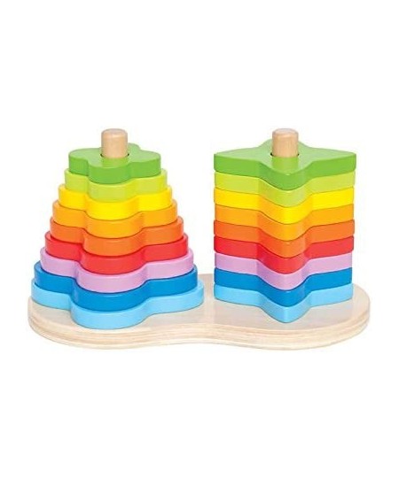 Award Winning Double Rainbow Stacker Wooden Ring Set Toddler Game L: 7.9 W: 4.1 H: 4.3 inch $41.15 - Early Development & Acti...