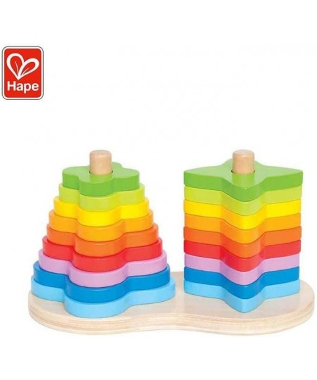 Award Winning Double Rainbow Stacker Wooden Ring Set Toddler Game L: 7.9 W: 4.1 H: 4.3 inch $41.15 - Early Development & Acti...