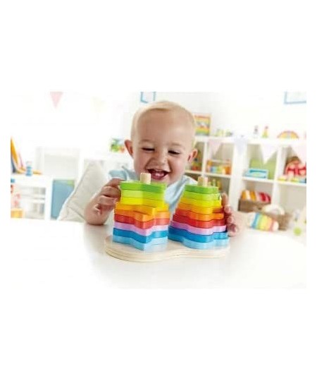 Award Winning Double Rainbow Stacker Wooden Ring Set Toddler Game L: 7.9 W: 4.1 H: 4.3 inch $41.15 - Early Development & Acti...