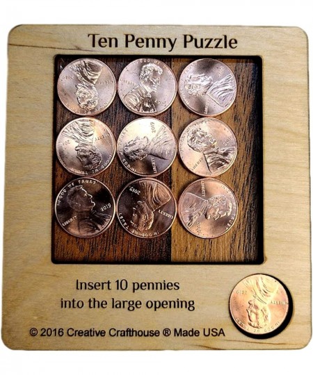 10 Penny Puzzle - A Circle Packing Problem - Ten Mint Pennies are Included $16.97 - Brain Teaser Puzzles