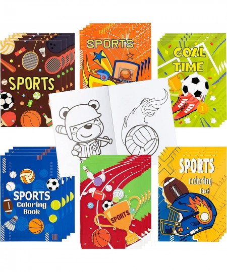 24Pcs Sports Coloring Books for Kids DIY Art Drawing Book with Football Rugby Baseball Basketball Patterns Color Booklets for...