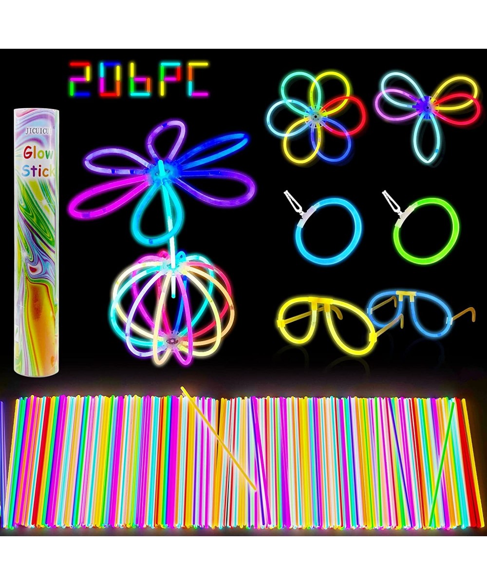 Halloween Glow Sticks Party Pack 206-Pcs Glow Sticks with 8 " Glow in The Dark Party Supplies Connectors for Eyeglasses Earri...