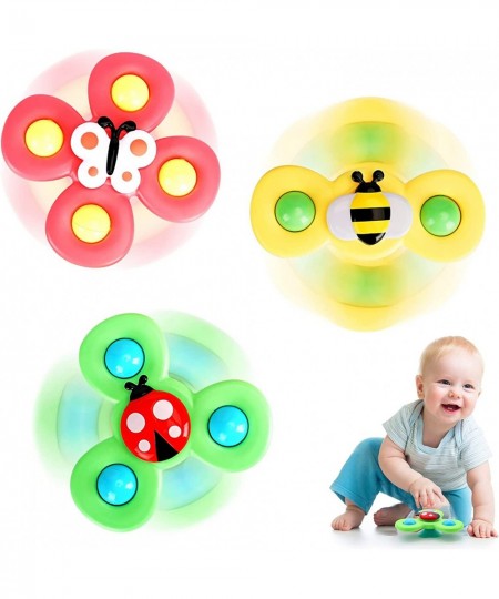 3Pcs Suction Toys for Toddlers - Suction Fidget Spinner for Baby Bath with Suction Cups toys that Stick to the High Chair - D...