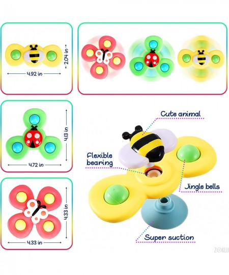 3Pcs Suction Toys for Toddlers - Suction Fidget Spinner for Baby Bath with Suction Cups toys that Stick to the High Chair - D...