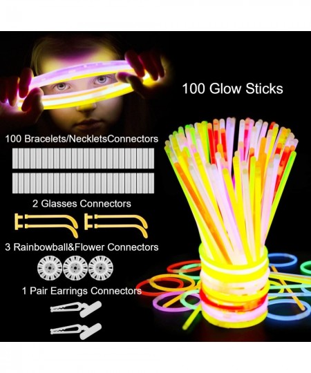 Halloween Glow Sticks Party Pack 206-Pcs Glow Sticks with 8 " Glow in The Dark Party Supplies Connectors for Eyeglasses Earri...