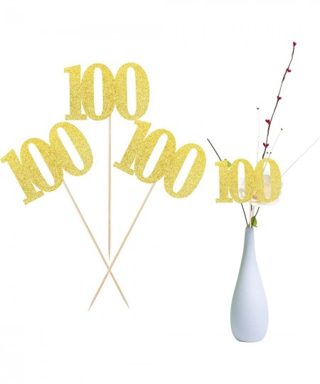 12 PCS Glitter Number 100 Centerpiece Sticks 100th Days Birthday Cake Toppers One Hundred Table Flower Topper Decorations for...