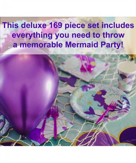 Mega Premium Mermaid Party Decorations - 169 Piece Mermaid Birthday Party Supplies Kit for 16 Guests - Mermaid Plates Mermaid...