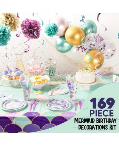 Mega Premium Mermaid Party Decorations - 169 Piece Mermaid Birthday Party Supplies Kit for 16 Guests - Mermaid Plates Mermaid...