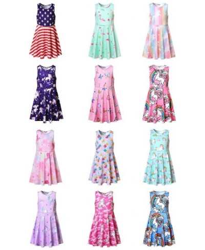 Girls Unicorn Dresses Rainbow Kid Sleeveless Party Floral Print 3-13Years $30.25 - Kids' Party Hats