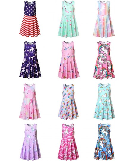 Girls Unicorn Dresses Rainbow Kid Sleeveless Party Floral Print 3-13Years $30.25 - Kids' Party Hats