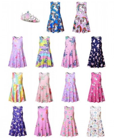 Girls Unicorn Dresses Rainbow Kid Sleeveless Party Floral Print 3-13Years $30.25 - Kids' Party Hats