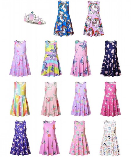 Girls Unicorn Dresses Rainbow Kid Sleeveless Party Floral Print 3-13Years $30.25 - Kids' Party Hats