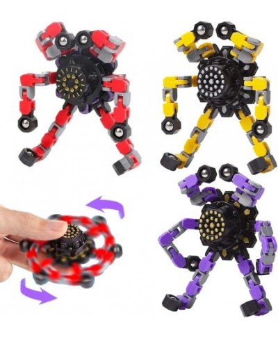 3Pack Fidget Spinners Transformable Chain Robot Toy DIY Deformation Robot Deformed Mechanical Spiral Twister Fingertip Decomp...