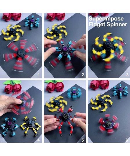 3Pack Fidget Spinners Transformable Chain Robot Toy DIY Deformation Robot Deformed Mechanical Spiral Twister Fingertip Decomp...