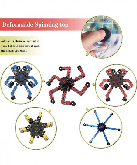 3Pack Fidget Spinners Transformable Chain Robot Toy DIY Deformation Robot Deformed Mechanical Spiral Twister Fingertip Decomp...