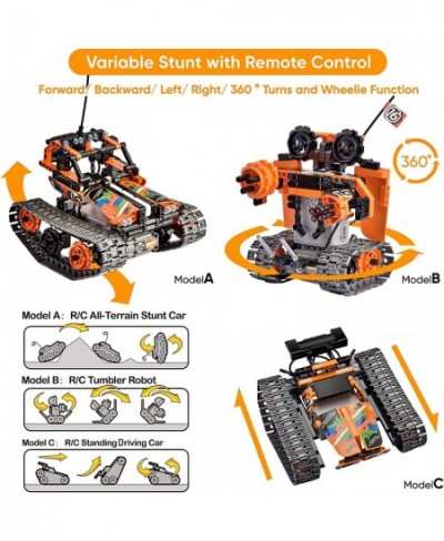 Remote Control STEM Building Kit for Boys 8-12 392 Pcs Science Learning Educational Building Blocks for Kids 3 in 1 Tracked R...